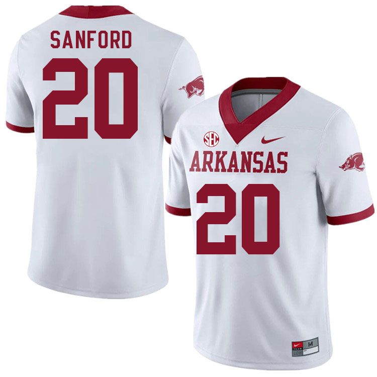 Men #20 Alex Sanford Arkansas Razorback College Football Jerseys Stitched Sale-Alternate White - Click Image to Close